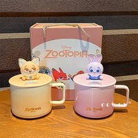 Tasse en céramique de dessin animé avec couvercle tasse à café pour bureau et école et cadeaux produits en gros