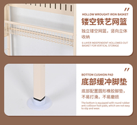 Estante de Exhibición Metálico de Pared, Tubo Cuadrado Resistente con Ganchos y Cesta Colgante, Recubrimiento en Polvo Blanco Leche, para Tiendas Minoristas