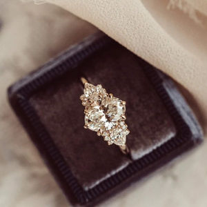 Индивидуальные женские серебряные овальные винтажные кольца обещания 5A CZ обручальное кольцо - Product Image 2