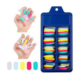 <strong>Blue</strong> Box Full Long <strong>Coffin</strong> ABS Almond <strong>Design</strong> Artificial <strong>Nail</strong> Tips 100pcs Press-on <strong>Nails</strong> for Fingers - Product Image 3