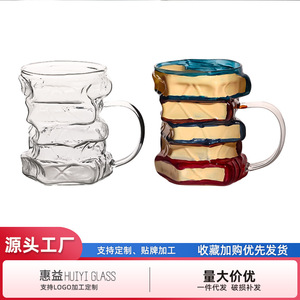 Mug en verre empilable 3D, peint à la main, avec poignée, pour la maison ou en cadeau - Product Image 4