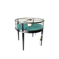 Vitrine à bijoux en verre incurvé rond, présentoir personnalisé avec éclairage LED, verrouillable, support de luxe pour bijoux, comptoir de boutique de diamants et de pierres précieuses