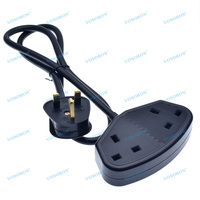 Câble d'extension d'alimentation avec prise britannique BS vers double prise femelle, fusible 13A, cordon d'alimentation CA pour Singapour, Malaisie, HK