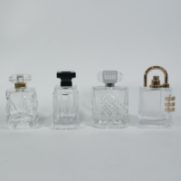 Flacon de parfum en verre transparent personnalisé de 50 ml, flacon de parfum cylindrique à fond épais, flacon de parfum vide en verre avec bouchon