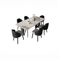 Table à manger rectangulaire moderne de luxe en pierre frittée durable pour la maison, l'appartement, l'hôtel, la villa et la cour