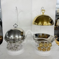 Ensemble de réchauds ronds de luxe 8L sur mesure en acier inoxydable pour banquets de luxe, hôtels, mariages et traiteurs