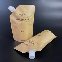 Prix d'usine : Sachets souples en papier kraft de 500 ml avec bec verseur pour emballage de shampoing, lotion et liquides