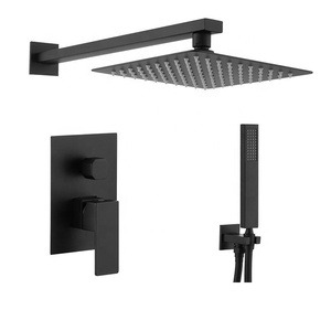 Hete Aanbieding Wandgemonteerde Ingebouwde Badkamer Regendouche Set Geborsteld Nikkel Warm Koud Waterval Douchesysteem voor Hotels - Product Image 4