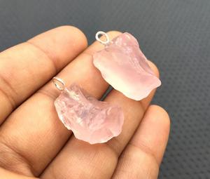 2ชิ้น92.5จี้เงินสเตอร์ลิงธรรมชาติโรสควอตซ์พลอยเครื่องประดับหยาบราคาขายส่งของขวัญวันเกิด - Product Image 4