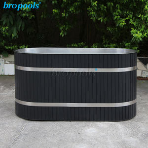 Moderna Bañera Portátil de Hidromasaje de Acero Inoxidable para Terapia de Frío, Ovalada, Negra, con Opción de Enfriador WPC de 1HP para Recuperación en Gimnasio - Product Image 2