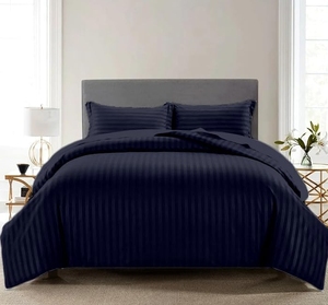 Parure <span class=keywords><strong>de</strong></span> lit <span class=keywords><strong>de</strong></span> luxe rayée 600 fils/cm² 100 % coton égyptien, taille Twin, 3 pièces, <span class=keywords><strong>housse</strong></span> <span class=keywords><strong>de</strong></span> <span class=keywords><strong>couette</strong></span> avec fermeture éclair - Product Image 4