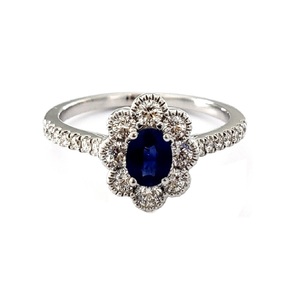 Livraison rapide Bijoux Habile Top Qualité 14k Solide Or Blanc Réel Diamant Couleur Pierre Saphir Bagues De Fiançailles Pour Les Femmes - Product Image 1