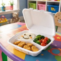 Barquette alimentaire jetable en mousse PS en gros avec couvercle articulé, emballage à clapet pour plats à emporter, vente en gros directe usine