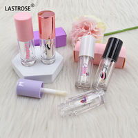 Private Label 5ML Rose Or Transparent carré rond brillant à lèvres avec pinceau vente en gros de luxe vide brillant à lèvres tubes et boîte