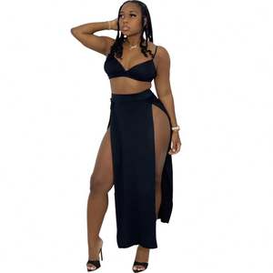 Nouveautés été Sling <span class=keywords><strong>Tube</strong></span> Top <span class=keywords><strong>mi</strong></span>-long haut fendu femmes nouvel ensemble deux pièces <span class=keywords><strong>longue</strong></span> <span class=keywords><strong>jupe</strong></span> Maxi - Product Image 2
