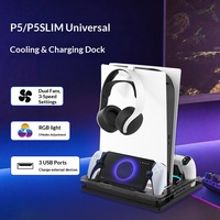 Support de charge et de refroidissement multifonctionnel en métal 2026 avec double port USB et indicateur LED RGB pour PS5/P5 Slim – Vente en gros/Personnalisé
