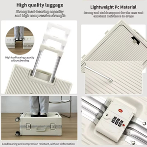 Valise de cabine à ouverture frontale avec porte-gobelet USB, cadre en aluminium, compartiment pour ordinateur portable et serrure à combinaison, pour le voyage - Product Image 5