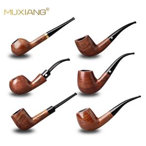 Muxiang Wooden Tobacco Pipes Bent Type Handcrafted Solid Wood Smoking Pipe For Personal Gift - Product Image 1