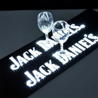 Bande lumineuse LED personnalisable avec logo, tapis de bar en caoutchouc écologique, service de vente directe d'usine, ensemble de bière