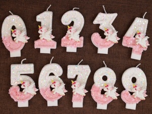 Bougies d'anniversaire écologiques en forme de chiffres 0-9 pour gâteaux numériques, sans fumée, faites à la main en cire, non toxiques, sans flamme, en stock - Product Image 5