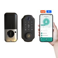 Serrure de porte intelligente sans clé, numérique, biométrique, avec clavier tactile, mot de passe, empreinte digitale, déverrouillage par téléphone, application Tuya