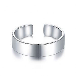 Dylam INS Hot Minimal Unisex <b>Plain</b> Adjustable Rhodium Plated Wide Engravable <b>Rings</b> Jewelry Women 925 Sterling Silver Open <b>Ring</b> - Product Image 1