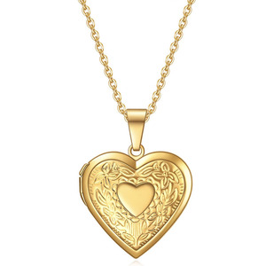 Colgante personalizado <span class=keywords><strong>foto</strong></span> encanto cadenas Acero inoxidable chapado en <span class=keywords><strong>oro</strong></span> mujeres personalizado <span class=keywords><strong>foto</strong></span> corazón medallón <span class=keywords><strong>cadena</strong></span> joyería collares - Product Image 2