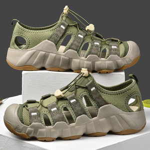Men Women Sporty Flat Sandals <b>Slip</b> On <b>Nylon</b> Upper Rubber Midsole Massage Feature - Product Image 2