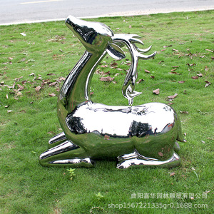 Escultura de Ciervo de Acero Inoxidable con Acabado de Espejo, Figura de Animal para Montar en el Suelo Exterior, Decoración Hecha a Mano - Product Image 2