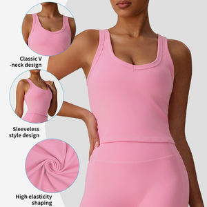 Sm2526-2 Облегающая майка для йоги, Женская быстросохнущая высокоэластичная майка без рукавов для занятий спортом, женский спортивный бюстгальтер - Product Image 6