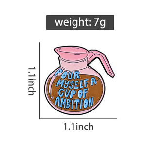 Pin de Esmalte con la Frase 'Ambition Coffee', Diseño Motivacional con Palabras, 'Preparese una Taza de Ambición', Broche al por Mayor - Product Image 6