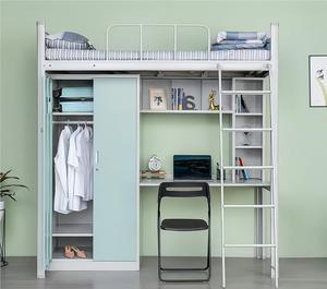 Dortoir appartements <span class=keywords><strong>lit</strong></span> Double <span class=keywords><strong>pont</strong></span>, Loft métallique <span class=keywords><strong>lit</strong></span> superposé <span class=keywords><strong>avec</strong></span> <span class=keywords><strong>bureau</strong></span> chaise - Product Image 3