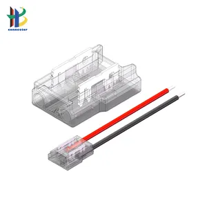 ワイヤーLEDテープライトコネクタへの8mm2ピンストリップ透明無はんだダークエリアなしCOBSMDLEDライトストリップコネクタDIY