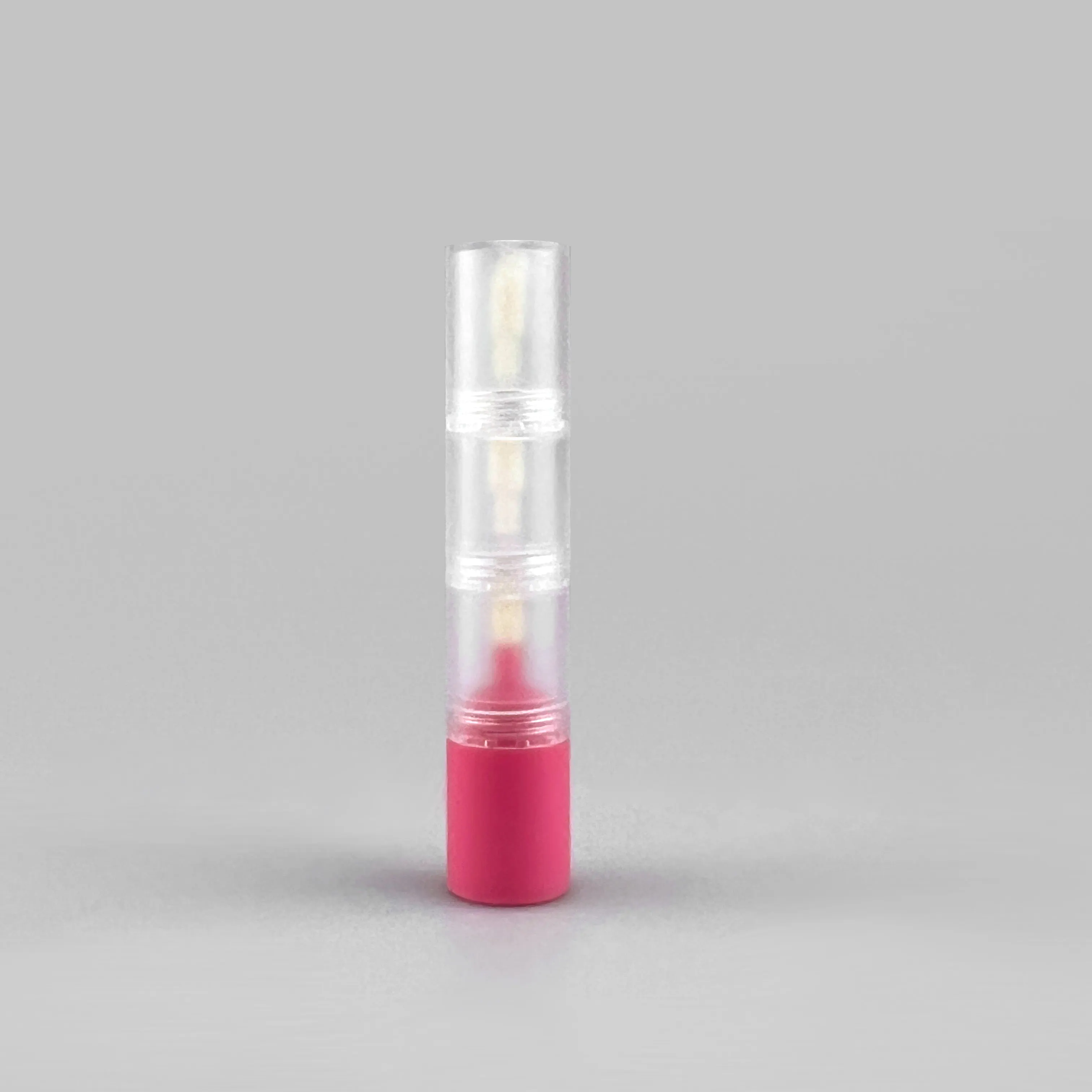 Mini tube de brillant à lèvres personnalisé de luxe de 2ml avec 2 couches de tubes d'huile à lèvres transparents roses avec brosse