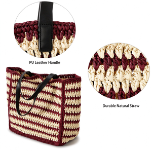 Bolso Tote Grande de Paja Hecho a Mano para Mujer, Bolso de Hombro Tejido de Paja para Playa, Verano, Viajes y Vacaciones - Product Image 4