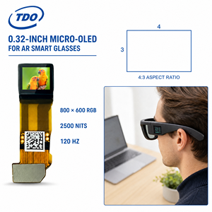 0.32 英寸 800x600 4:<span class=keywords><strong>3</strong></span> 2500 尼特 Micro OLED 显示模块 120Hz MIPI 近眼显示屏，适用于 AR 智能眼镜制造商 - Product Image 1