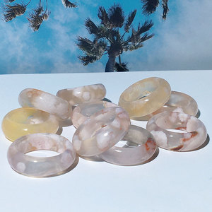 天然樱花玛瑙戒指民族饰品苔藓玛瑙戒指批发石指环女 - Product Image 1