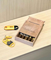 Boîte à cigares en bois massif faite à la main Vintage caisse de rangement de bureau doublée de cèdre espagnol avec humidificateur cadeau pour hommes