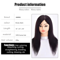 Tête de mannequin en cheveux humains réels pour la formation en coiffure - Modèle d'entraînement pour la coupe, la permanente, la teinture et le coiffage pour salon et école de beauté