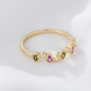 À la mode Minuscule rose <span class=keywords><strong>saphir</strong></span> coloré Bijoux psj S925 Sterling argent 14k <span class=keywords><strong>or</strong></span> plaqué stacking bande anneaux pour femmes filles - Product Image 3
