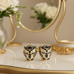 Boucles d'oreilles clous plaquées or blanc E4701 pour femme, bijoux fantaisie vintage pour soirée, en alliage, serti griffe, taille brillant rond - Product Image 2