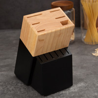 Ustensiles de cuisine en acier inoxydable noir, lame 3Cr13, accessoires de cuisine personnalisés, ciseaux, ensemble de couteaux de chef avec bloc à couteaux en bois