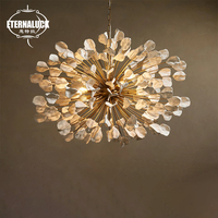 Lustre moderne en céramique Dandelion avec cadre doré, luminaire suspendu LED Sputnik pour salon