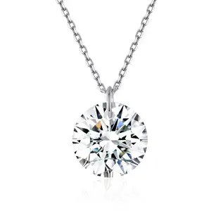 Necklace Single Zircon S925 Sterling Silver New Fashion Simple Platinum Plated Ladies Women's CLASSIC Silver 925 Jewelry 2 Pcs