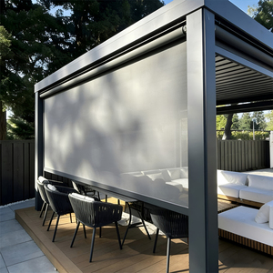 Pergola in Alluminio Impermeabile 8 X 8 Piedi con Lati e Barra, Verniciata a Polvere con LED per Giardino Esterno - Product Image 5