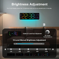 Reloj Digital LED YIDA TIME de Gran Pantalla con Control Remoto RGB, Relojes de Pared Digitales Grandes de 13" para Decoración de Sala de Estar