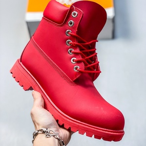 Bottes de marque unisexe TB, chaussures d'hiver de luxe à lacets pour hommes, en cuir véritable, chaussures de marche d'extérieur à semelles épaisses - Product Image 5