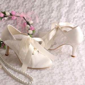 Wedopus complaciente zapatos de boda de blanco encaje - Product Image 4