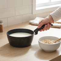 Marmite à soupe antiadhésive en aluminium avec revêtement antiadhésif, sans BPA, pour la préparation de la nourriture pour bébé, avec poignées ergonomiques en bois anti-chaleur