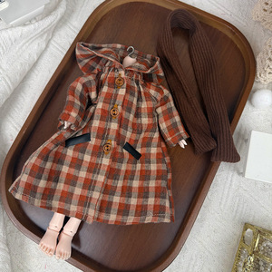 Vêtements pour poupée Bjd, manteau à capuche à carreaux, 30cm, en tissu exquis et mignon - Product Image 2